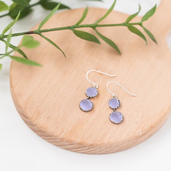 Recycled Early 1900's Purple Medicine Bottle Sterling Double Take Earrings - Picture 2 of 5